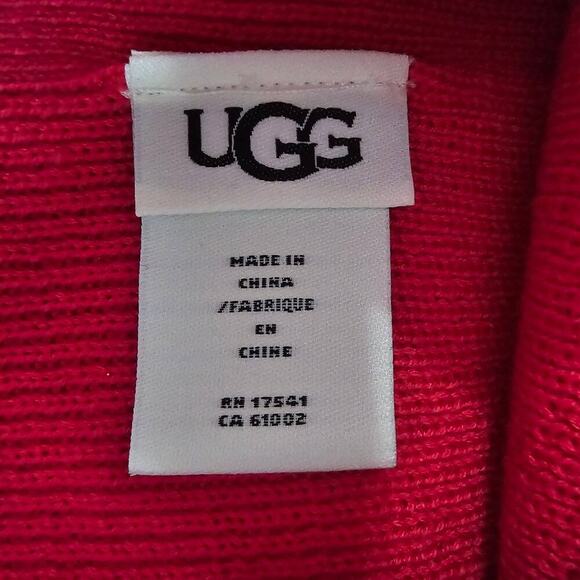 UGG Women's Cerise Pink Scatter Graphic Logo Knit Cuff Beanie Size One Size - Picture 4 of 7